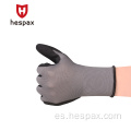 Guantes de trabajo grises de hespax comfort nitrile sandy bañado